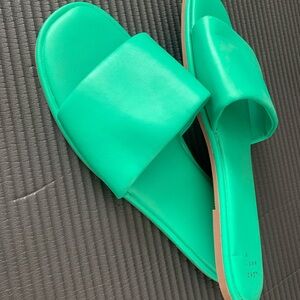Vibrant Green Slide Sandals